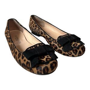 Gastone Lucioli Women's Flats Leopard Print Hair Handmade Ballet Italy Size 7.5